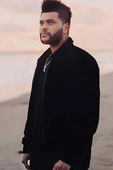 Casual Mens The Weeknd Street Style Bomber Blue Velvet Jacket