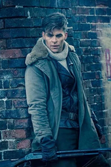 Steve Trevor Wonder Woman 1984 Chris Pine Brown Shearling Coat