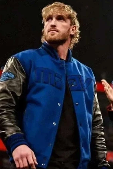 Logan Paul WWE Superstar Smackdown Blue Varsity Bomber Jacket logan-paul-wwe-smackdown-varsity-jacket