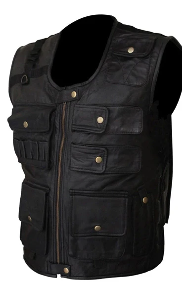 Smackdown Roman Reigns WWE Biker Black Leather Tactical Vest