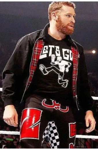 WWE RAW Rami Sebei Sami Zayn Black Cotton Flannel Lined Jacket wwe-sami-zayn-black-jacket