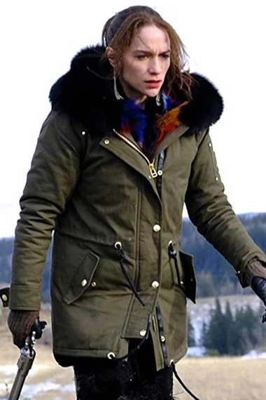 Melanie Scrofano Wynonna Earp Green Cotton Fur Hooded Parka
