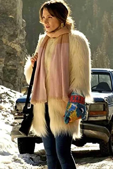 Dominique Provost Chalkley Wynonna Earp Waverly White Fur Coat