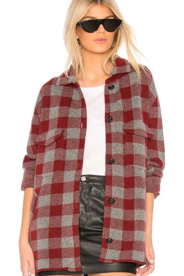Yellowstone TV Series Kelly Reilly Beth Dutton Red Plaid Coat