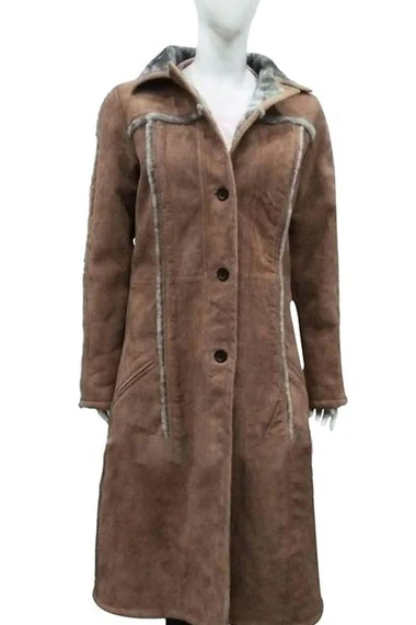 Yellowstone Beth Dutton Kelly Reilly Brown Suede Trench Coat