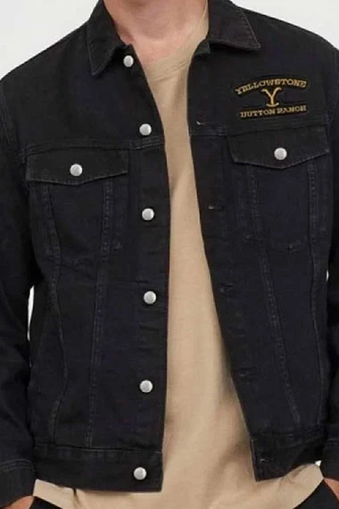 Yellowstone TV Series Dutton Ranch Mens Black Denim Jacket