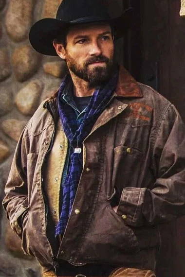 Yellowstone TV Show Ian Bohen Ryan Brown Leather Ranch Jacket