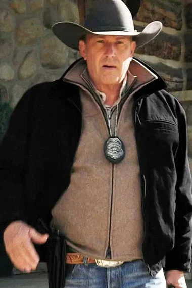 John Dutton Yellowstone Kevin Costner Black Cotton Jacket