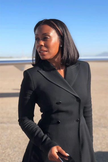 Yellowstone Willa Hayes Karen Pittman Black Wool Trench Coat
