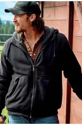 Yellowstone TV Series Kayce Dutton Luke Grimes Hooded Jacket kayce-dutton-yellowstone-fleece-jacket