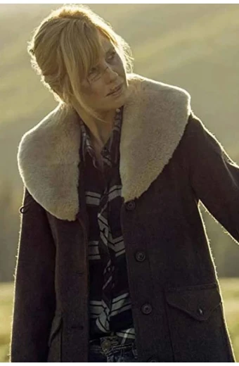 Yellowstone Kelly Reilly Beth Dutton Shearling Brown Wool Coat yellowstone-beth-dutton-coat