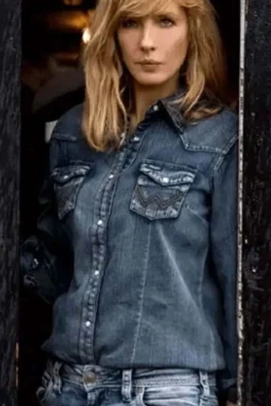 Yellowstone TV Show Beth Dutton Kelly Reilly Blue Denim Jacket