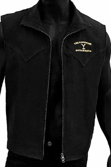 Yellowstone John Dutton Kevin Costner Ranch Black Wool Vest