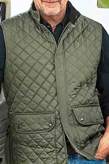 Yellowstone John Dutton Kevin Costner Quilted Green Satin Vest