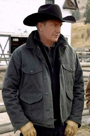 Yellowstone John Dutton Kevin Costner Black Cotton Jacket