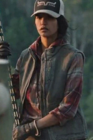 Avery Tanaya Beatty Yellowstone TV Series Brown Cotton Vest