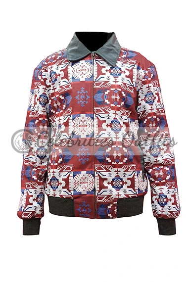 Moses J Brings Plenty Yellowstone Red Bomber Jacquard Jacket